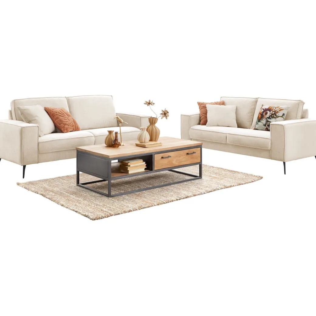 Online Pronto Wonen 2,5 zitsbank Barrio ecru 2x80 basic comfort