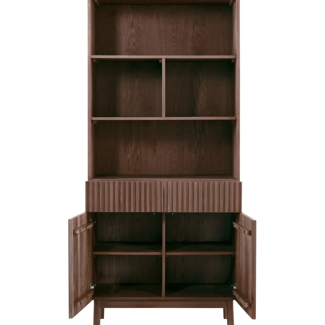 Outlet Pronto Wonen Boekenkast Arrosto eikenhout 203x90x45 cm Dark Roast