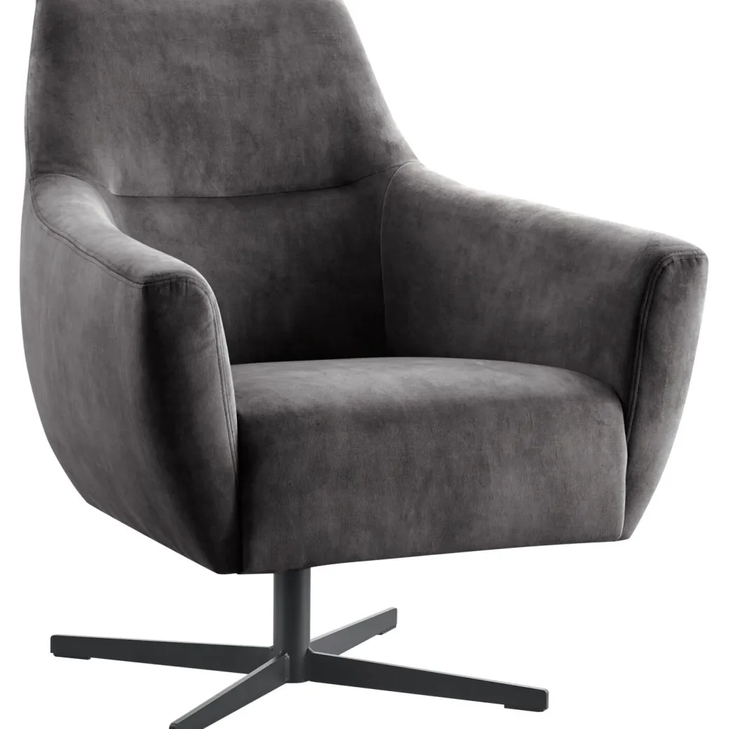 Discount Pronto Wonen Draaifauteuil Gudo velvet antraciet
