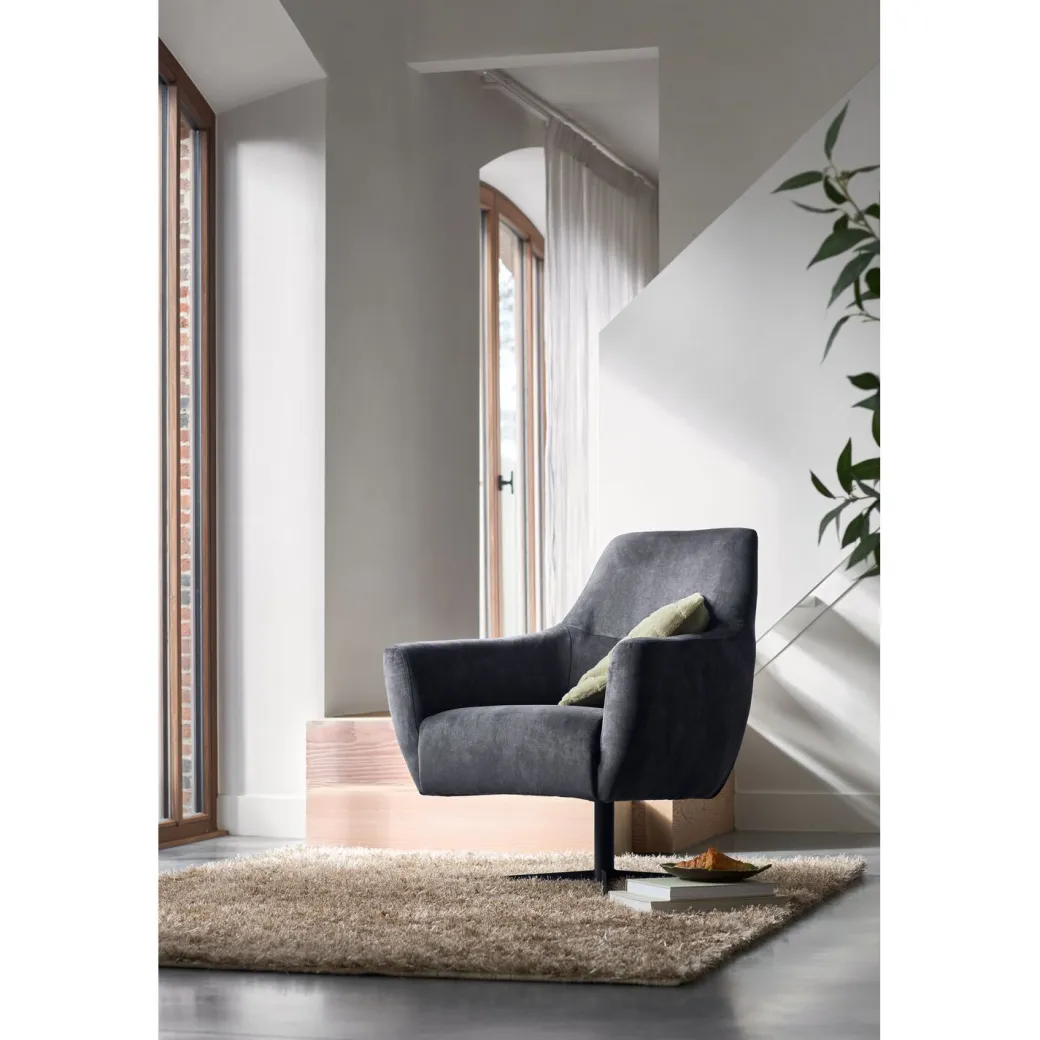 Discount Pronto Wonen Draaifauteuil Gudo velvet antraciet