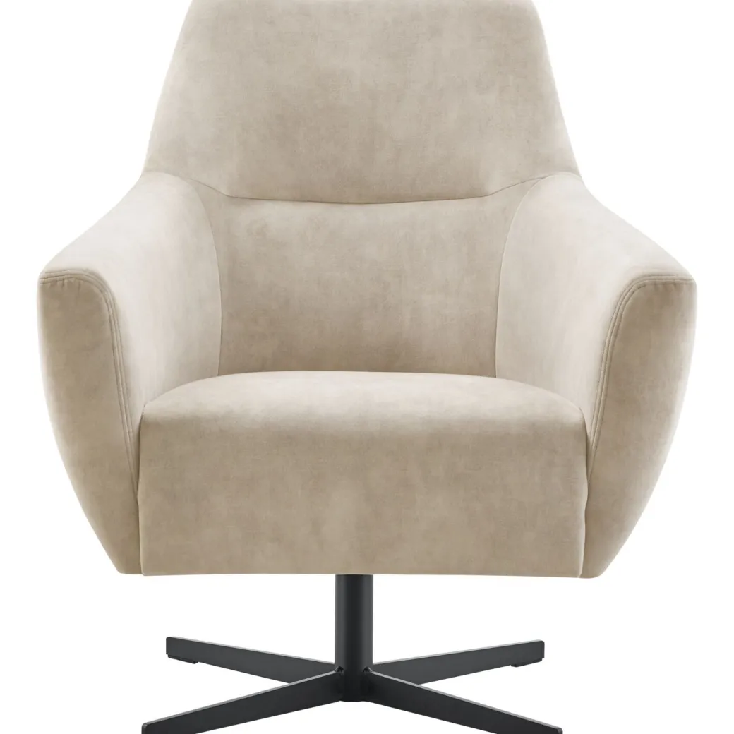 Outlet Pronto Wonen Draaifauteuil Gudo velvet lichtgrijs