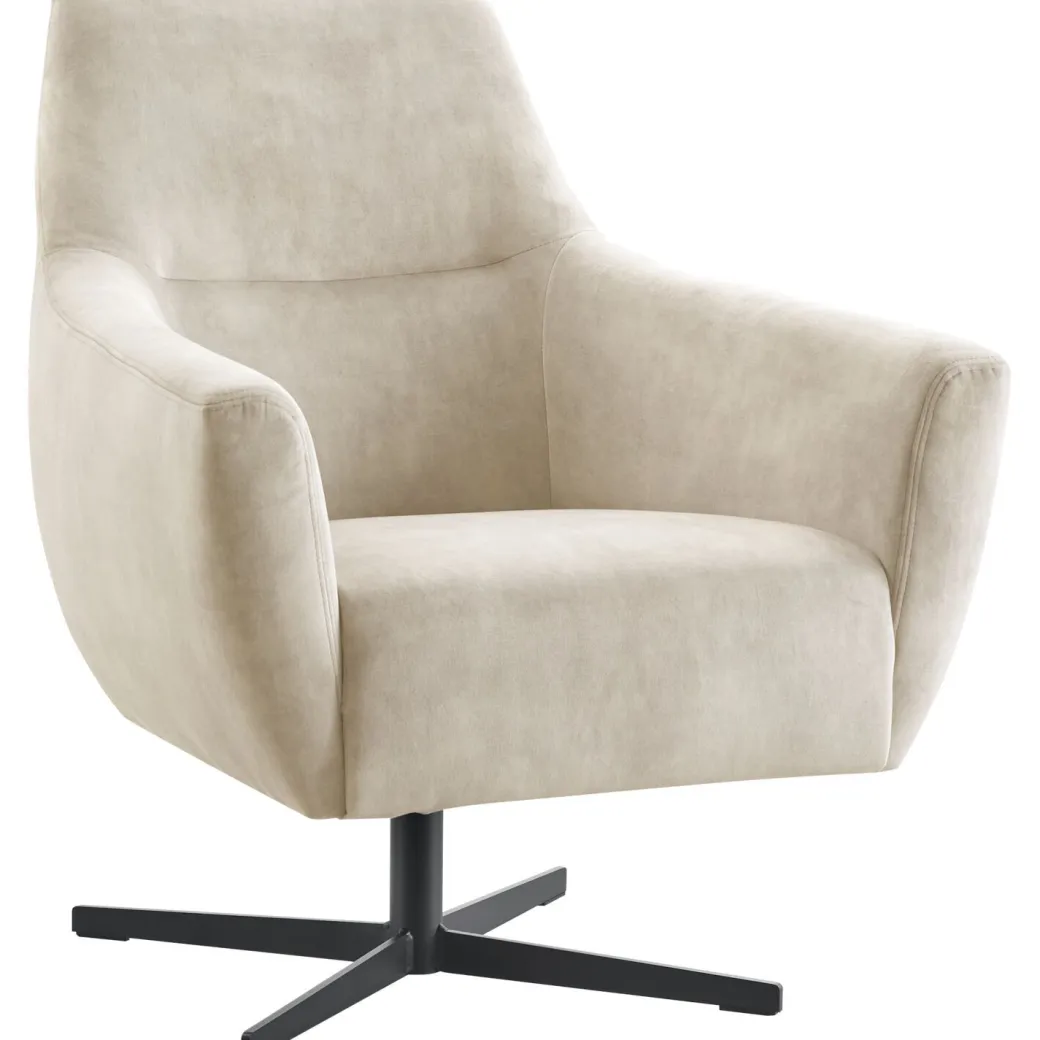 Outlet Pronto Wonen Draaifauteuil Gudo velvet lichtgrijs