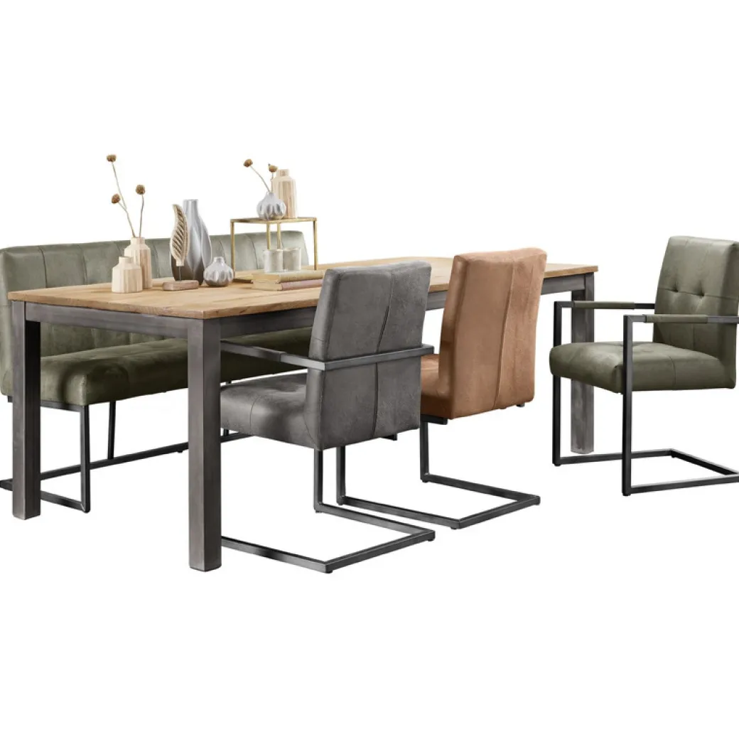 Online Pronto Wonen Eetkamerbank Oro 170 cm microleder donkergrijs