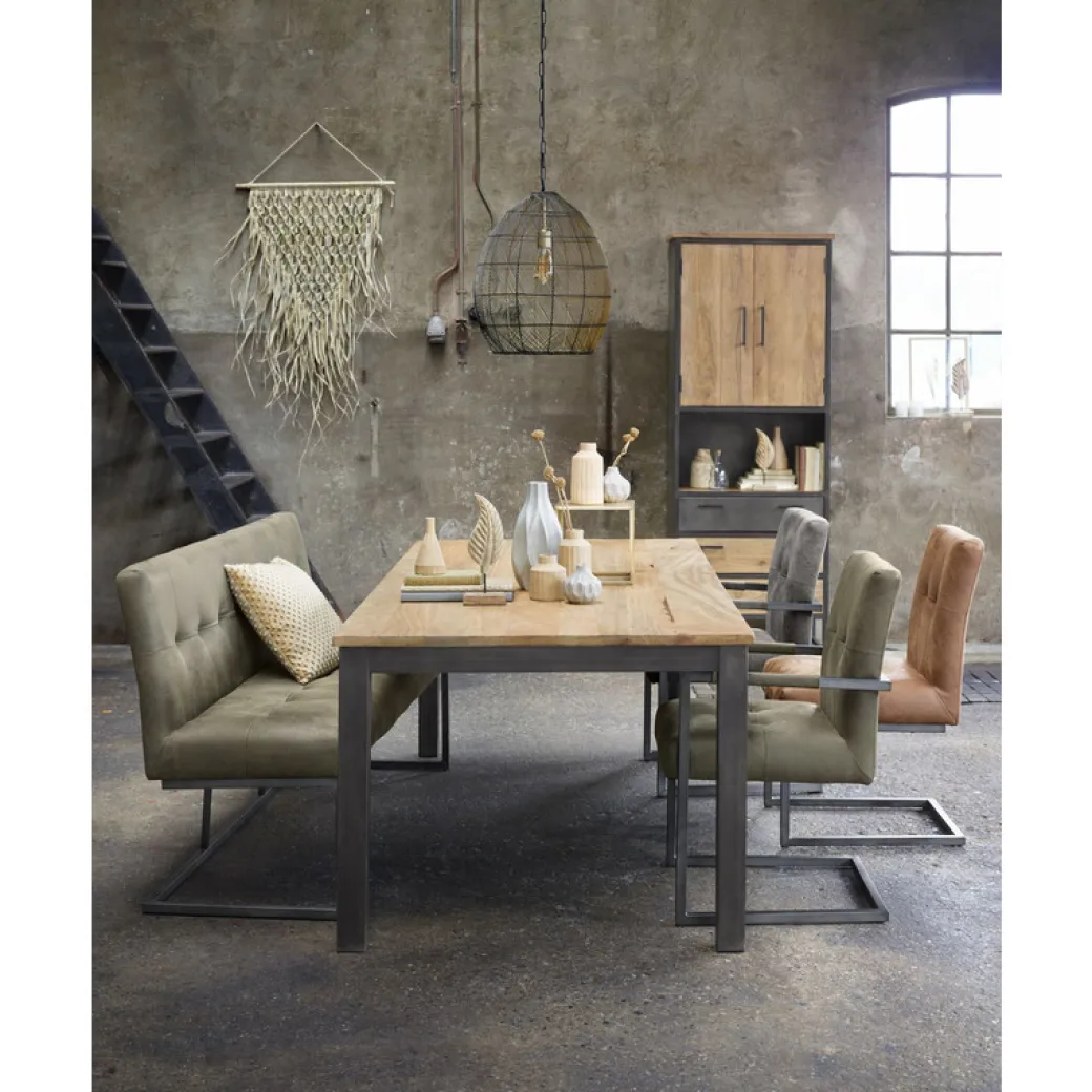 Online Pronto Wonen Eetkamerbank Oro 170 cm microleder donkergrijs