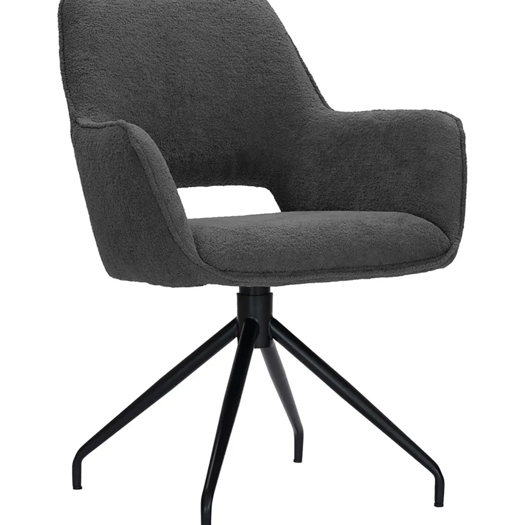 New Pronto Wonen Eetkamerstoel Buco draaibaar bouclé donkergrijs