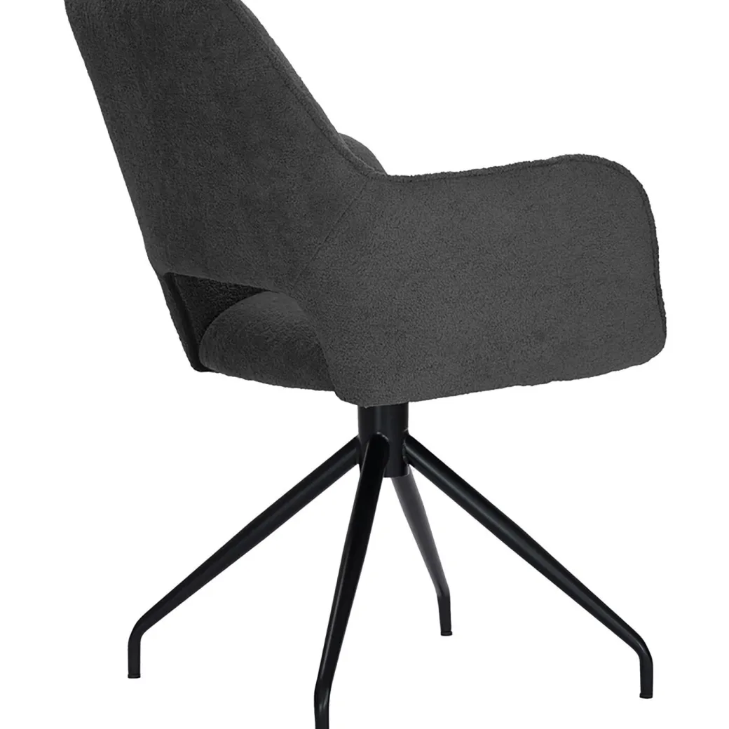 New Pronto Wonen Eetkamerstoel Buco draaibaar bouclé donkergrijs