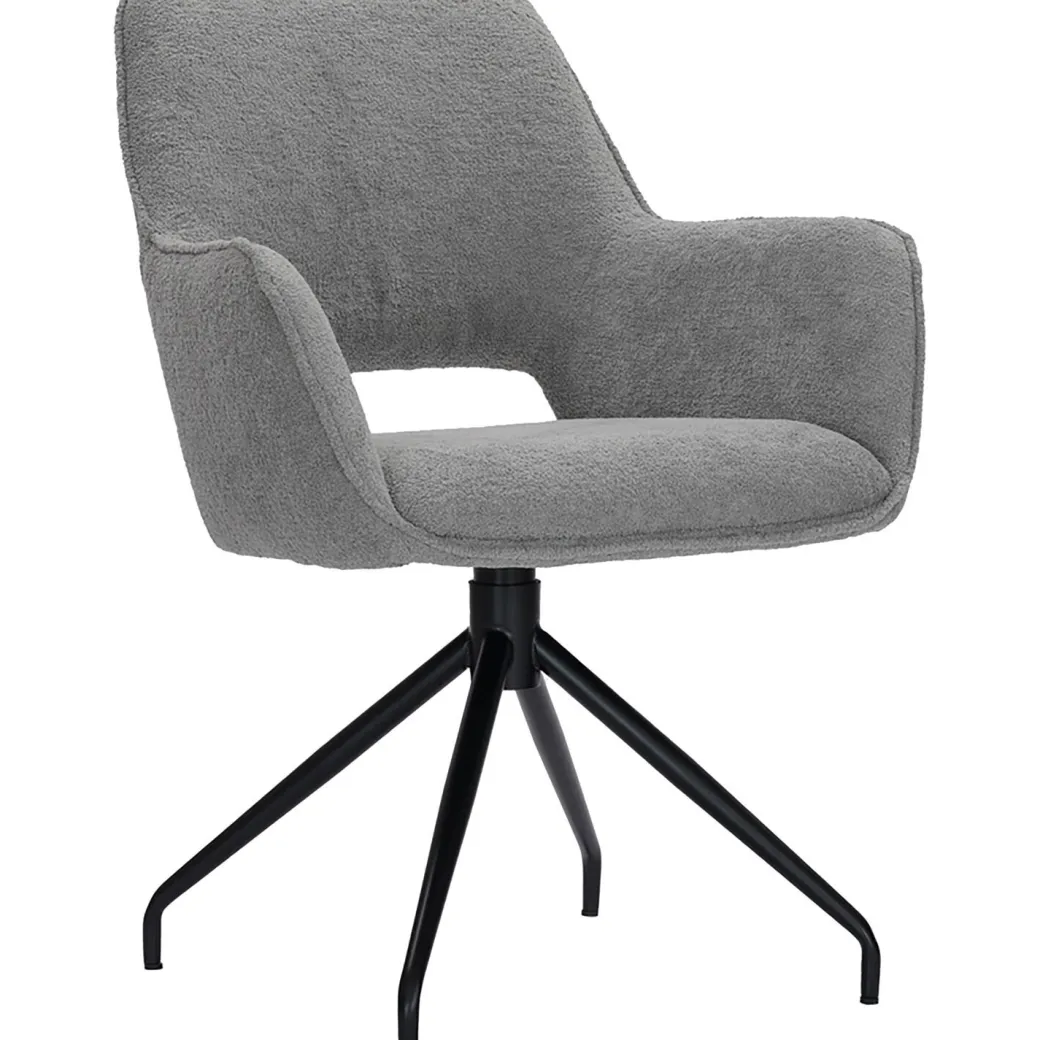 Pronto Wonen Eetkamerstoel Buco draaibaar bouclé grijs