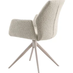 Pronto Wonen Eetkamerstoel Faido bouclé lichtbruin poot grijs