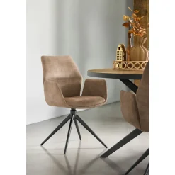 Pronto Wonen Eetkamerstoel Faido microvezel taupe poot zwart