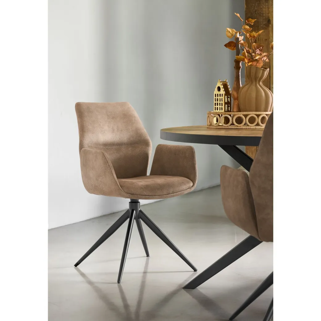 Pronto Wonen Eetkamerstoel Faido microvezel taupe poot zwart
