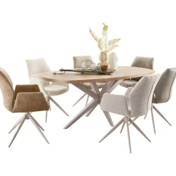 Discount Pronto Wonen Eetkamerstoel Faido microvezel beige poot grijs