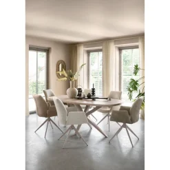 Discount Pronto Wonen Eetkamerstoel Faido microvezel beige poot grijs