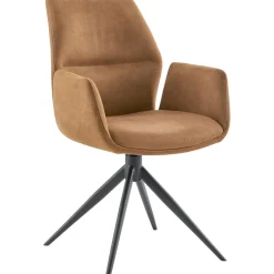 Outlet Pronto Wonen Eetkamerstoel Faido microvezel cognac poot zwart