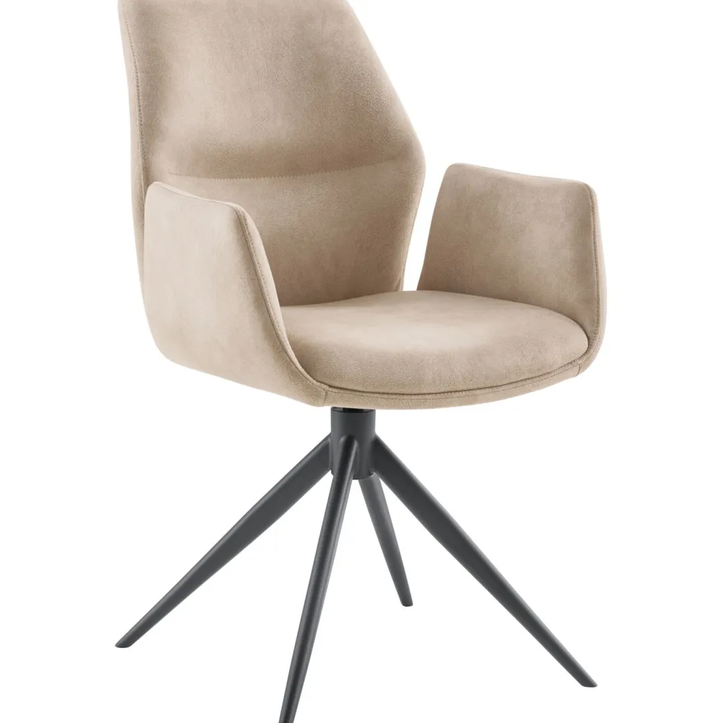 Pronto Wonen Eetkamerstoel Faido microvezel lichtbruin poot zwart