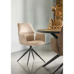 Pronto Wonen Eetkamerstoel Faido microvezel lichtbruin poot zwart