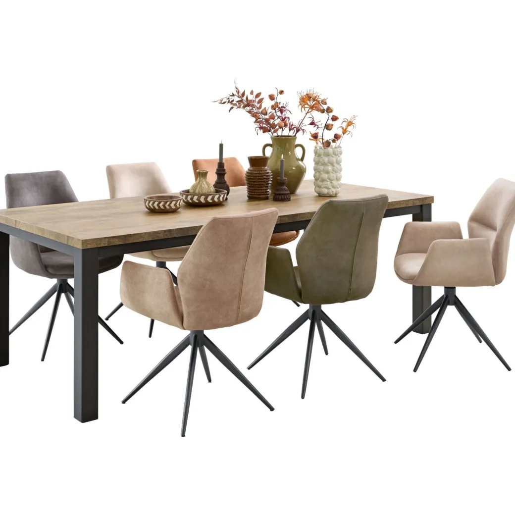 Pronto Wonen Eetkamerstoel Faido microvezel lichtbruin poot zwart