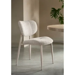 Sale Pronto Wonen Eetkamerstoel Gomba bouclé lichtbruin