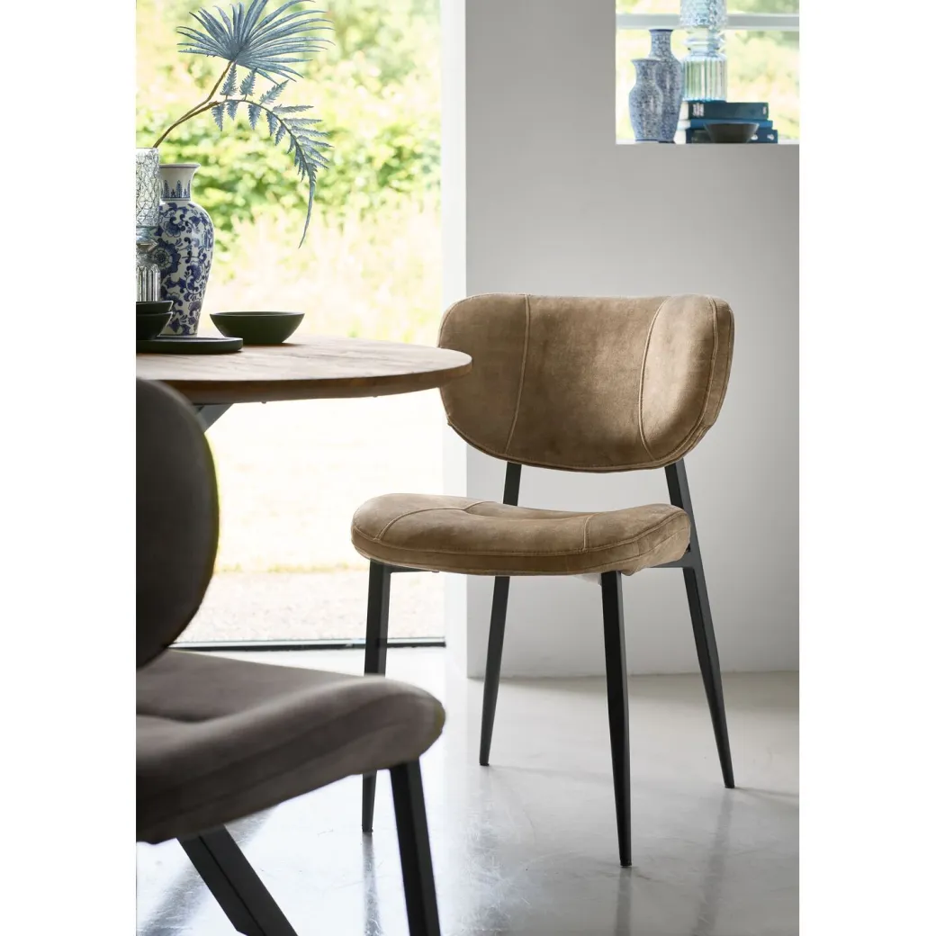Online Pronto Wonen Eetkamerstoel Gomba velvet lichtbruin