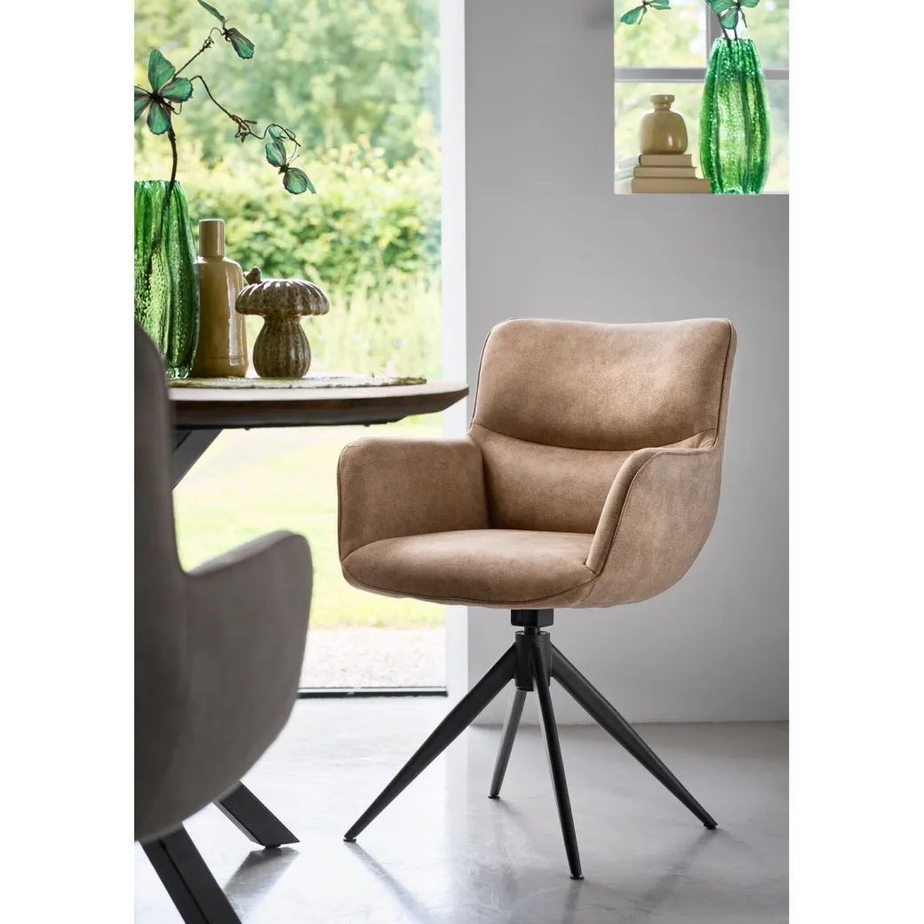 Clearance Pronto Wonen Eetkamerstoel Lasanto draaibaar microvezel taupe
