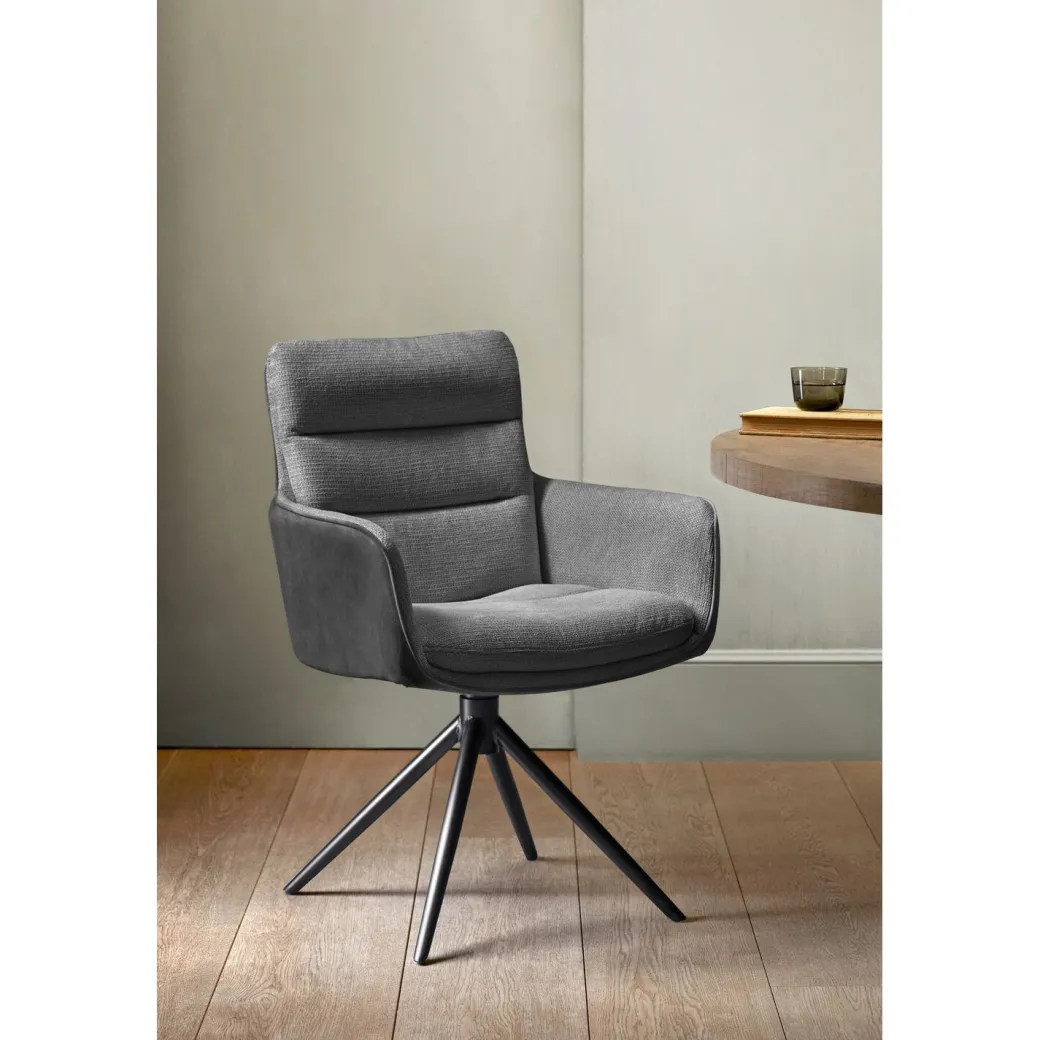 Best Pronto Wonen Eetkamerstoel Letta draaibaar velvet antraciet