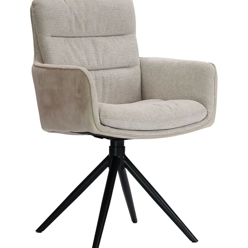 Pronto Wonen Eetkamerstoel Letta draaibaar velvet beige