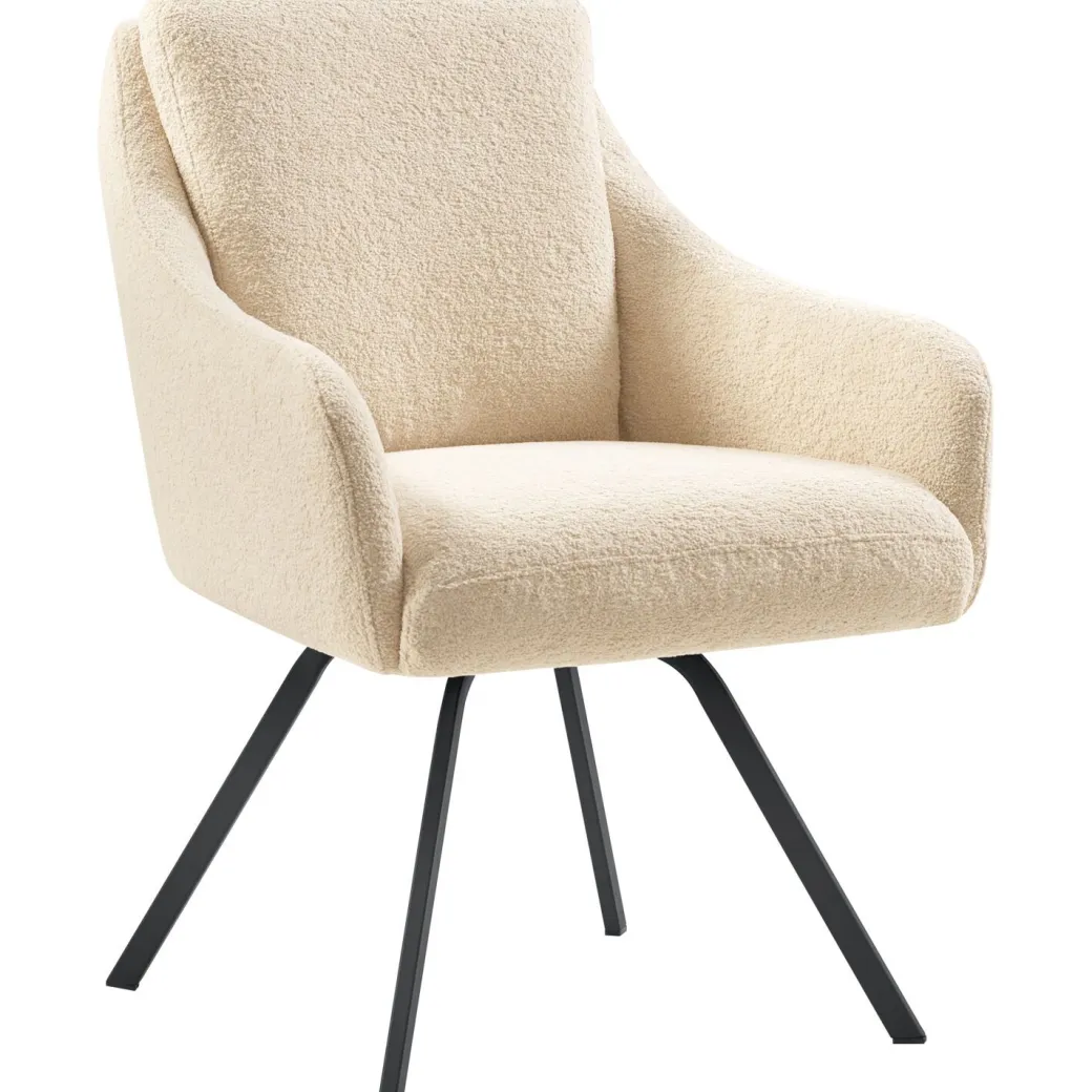 Best Pronto Wonen Eetkamerstoel Meltina draaibaar bouclé beige
