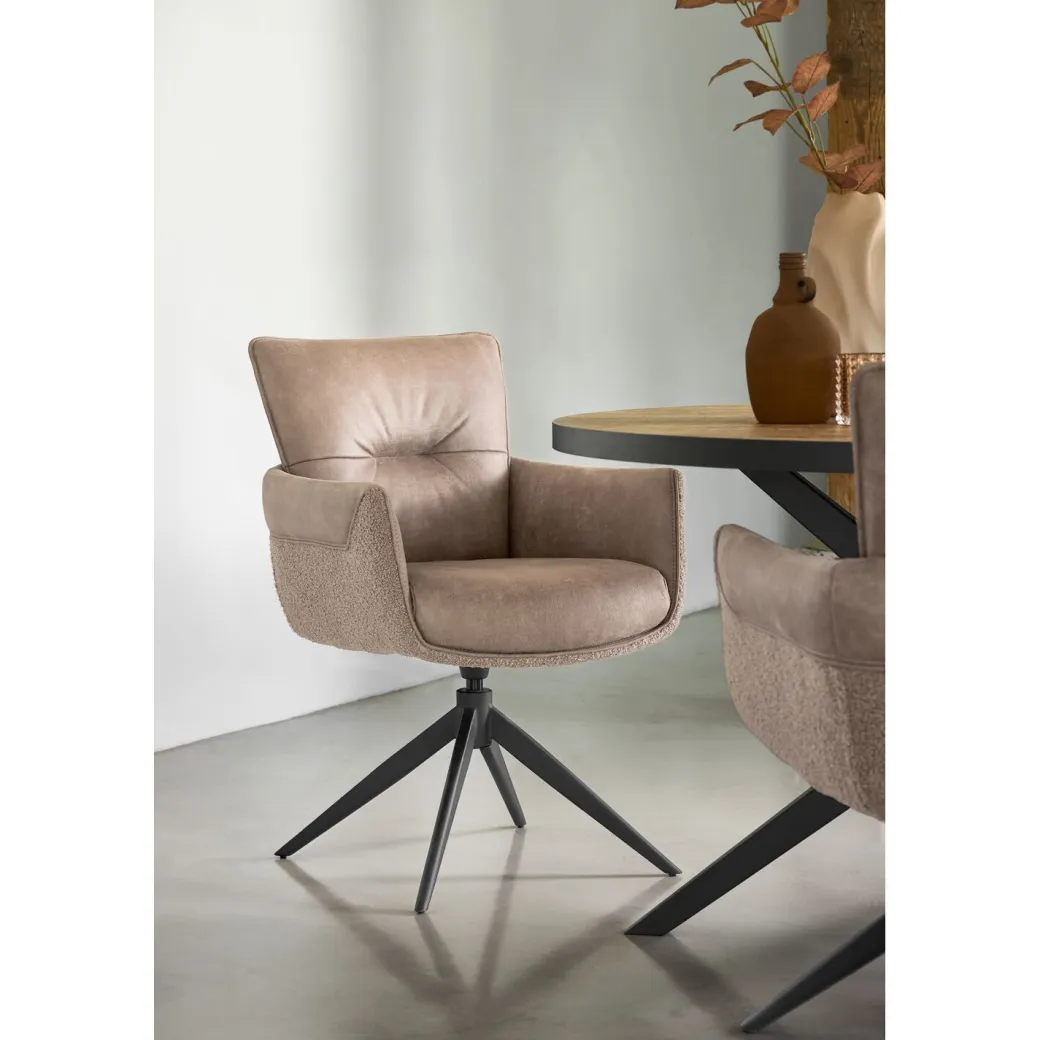 Discount Pronto Wonen Eetkamerstoel Mirandola draaibaar microleder taupe