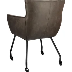 Pronto Wonen Eetkamerstoel Novile microleder donkergrijs met wiel