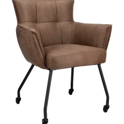 Clearance Pronto Wonen Eetkamerstoel Novile microleder bruin met wiel