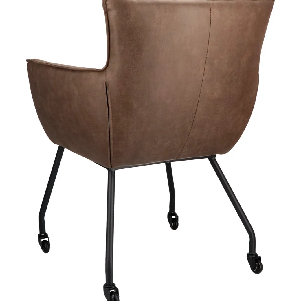 Clearance Pronto Wonen Eetkamerstoel Novile microleder bruin met wiel