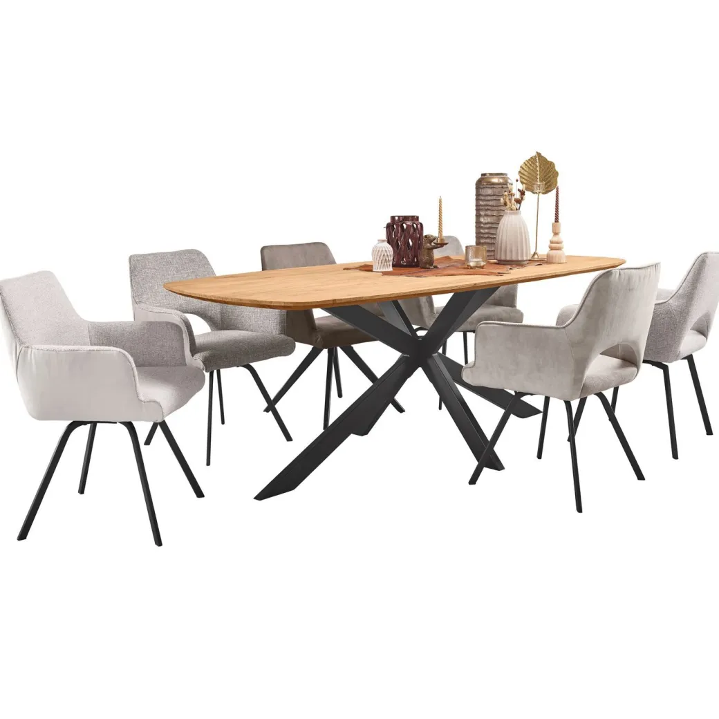 Clearance Pronto Wonen Eettafel Aska teak 260x110 cm Deens ovaal naturel brushed