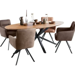 New Pronto Wonen Eettafel Aska teak 200x100 cm ovaal naturel brushed