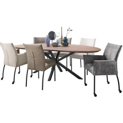 Pronto Wonen Eettafel Tavolo eikenhout 230x115 cm kiezel bruin