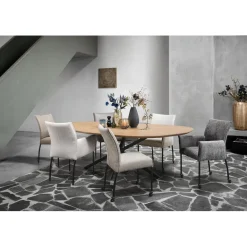 Pronto Wonen Eettafel Tavolo eikenhout 230x115 cm kiezel bruin