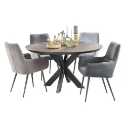 Best Pronto Wonen Eettafel Tavolo eikenhout 140 cm rond grafiet