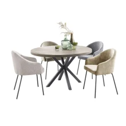 Hot Pronto Wonen Eettafel Tavolo eikenhout 130 cm rond lichtgrijs
