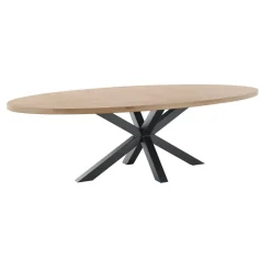 Outlet Pronto Wonen Eettafel Tavolo eikenhout 260x125 cm ovaal naturel grijs