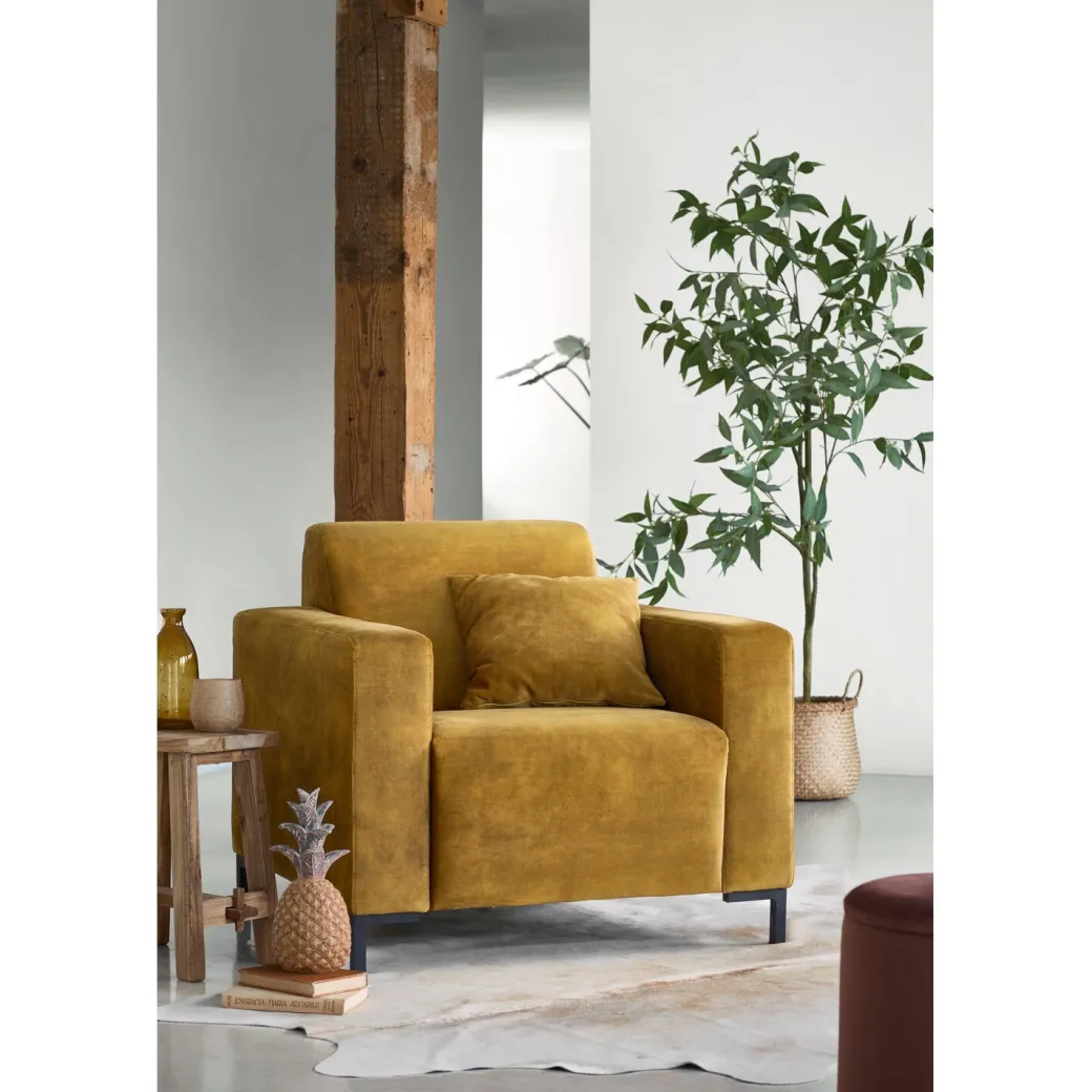 Online Pronto Wonen Fauteuil Alpa pocketveren/HR-schuim zitting gold