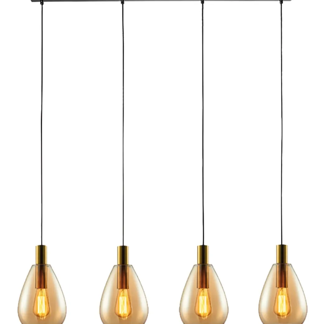 Sale Pronto Wonen Hanglamp Felinio amber glas 4-lichts