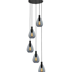 New Pronto Wonen Hanglamp Felinio smoke glas 5-lichts rond