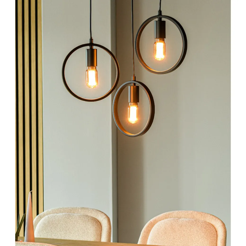 Pronto Wonen Hanglamp Girare zwart metaal 3-lichts