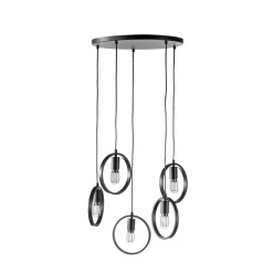 Sale Pronto Wonen Hanglamp Girare zwart metaal 5-lichts