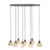 Outlet Pronto Wonen Hanglamp Lungo zwart amber glas 8-lichts