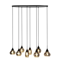 Best Pronto Wonen Hanglamp Lungo zwart smoke glas 8-lichts