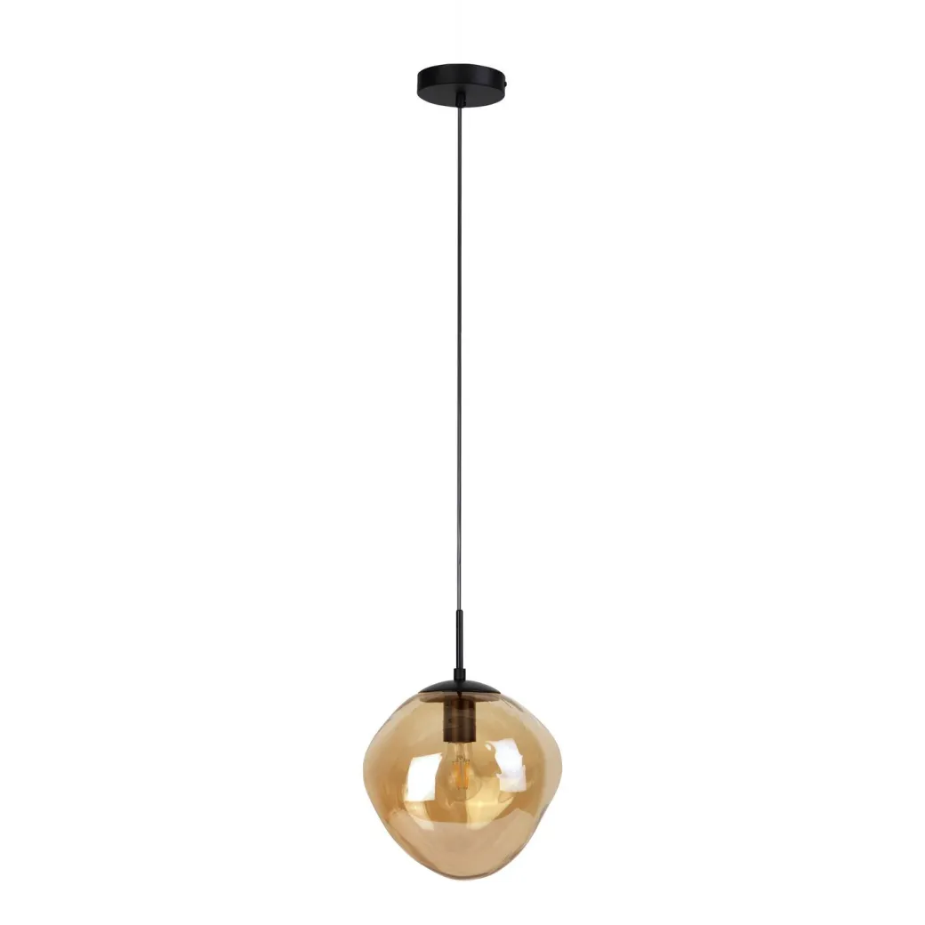 Pronto Wonen Hanglamp Macato zwart amber glas 1-lichts