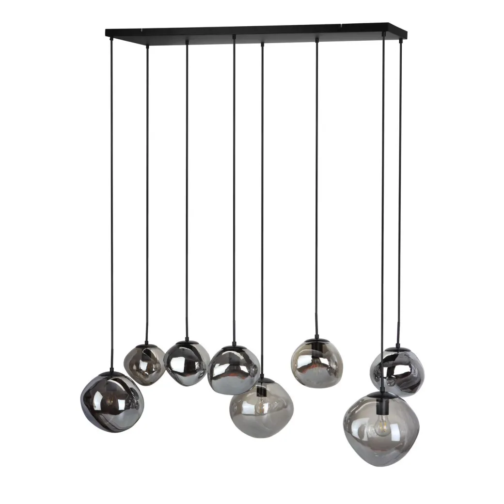 Sale Pronto Wonen Hanglamp Macato zwart smoke glas 8-lichts