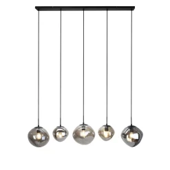 Best Pronto Wonen Hanglamp Macato zwart smoke glas 5-lichts