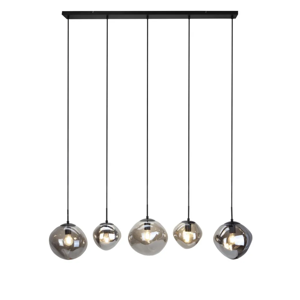 Best Pronto Wonen Hanglamp Macato zwart smoke glas 5-lichts