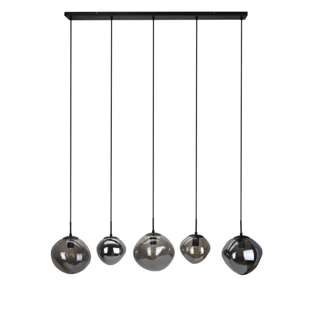 Best Pronto Wonen Hanglamp Macato zwart smoke glas 5-lichts