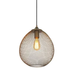 Clearance Pronto Wonen Hanglamp Maroggia bruin rond 30cm koper 1-lichts